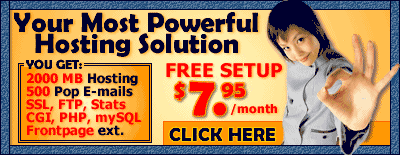 No Hidden Charges, Money-Back-Guarantee - 2000 MB, 500 POP E-Mails and more for $7.95/month!