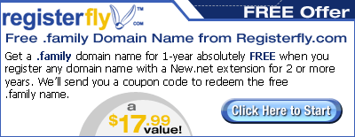 FR'EE .family Domain Name from Registerfly.com!