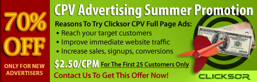 CPV Advertising Summer Promotion - 70% Off CPV Advertising Summer Promotion - 70% Off