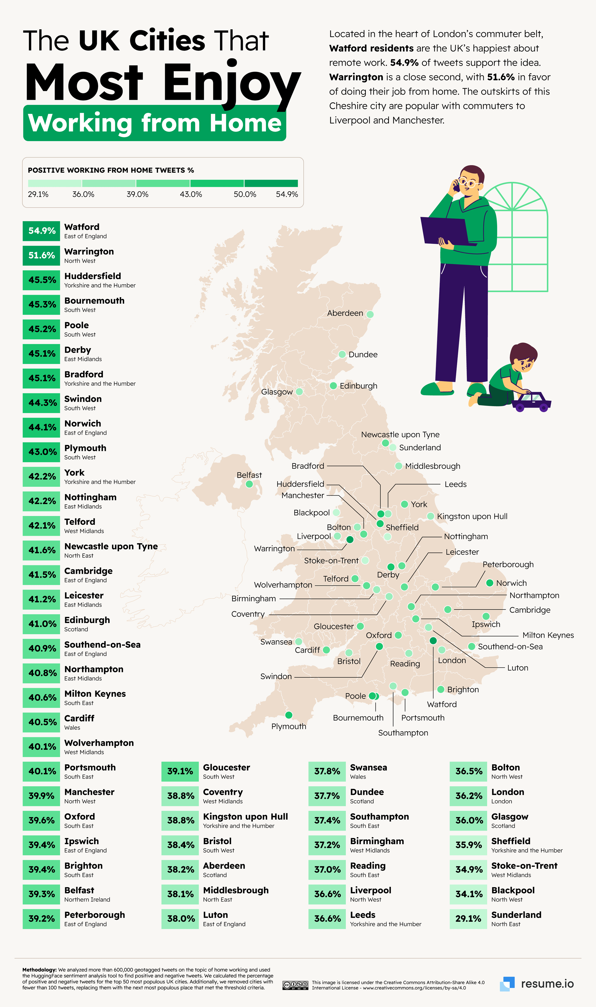 04 WFH vs The Office UK Cities Map Hi RES The US and UK Cities That Most Enjoy Working from Home